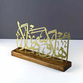 Ahlan Wa Sahlan Welcome Arabic Metal Tabletop Decor with Wooden Stand - Islamic Wall Art Store